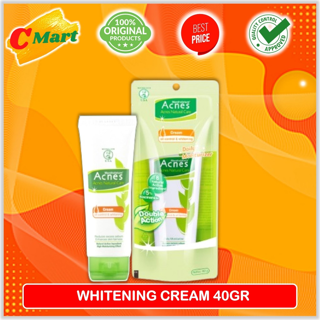 Acnes Natural Care Oil Control & Whitening Cream 40gr Pelembab Wajah Kulit Jerawat Berminyak/ CMart