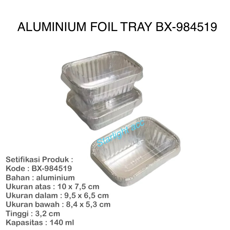 100 pcs Wadah  Alumunium foil Tray cup BX 984519 TAMBAH TUTUP / Aluminium tray BX 984519 TAMBAH TUTU