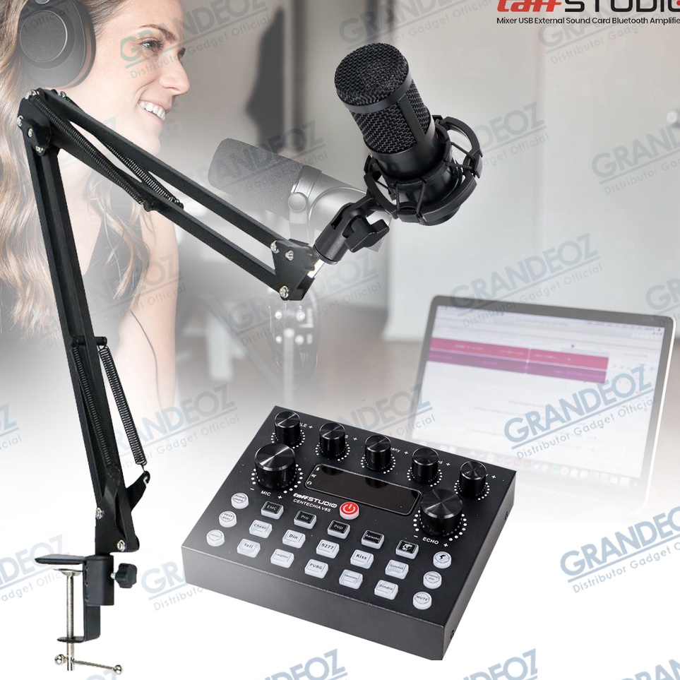 Pusat Terbaru  VERSI BARU SET PODCAST Mikrofon Condenser  Soundcard V8S Terbaru Microphone BM8 Mixer