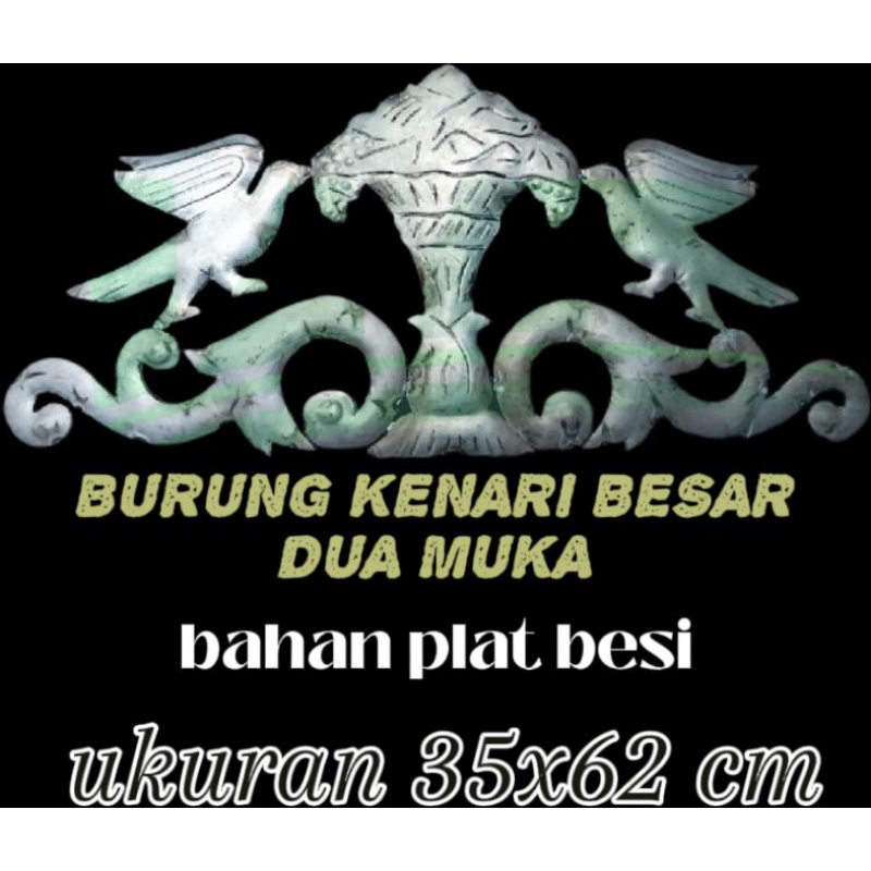 ORNAMEN PAGAR BESI MAHKOTA BURUNG 35X62 CM DUA MUKA / HIASAN PAGAR BESI