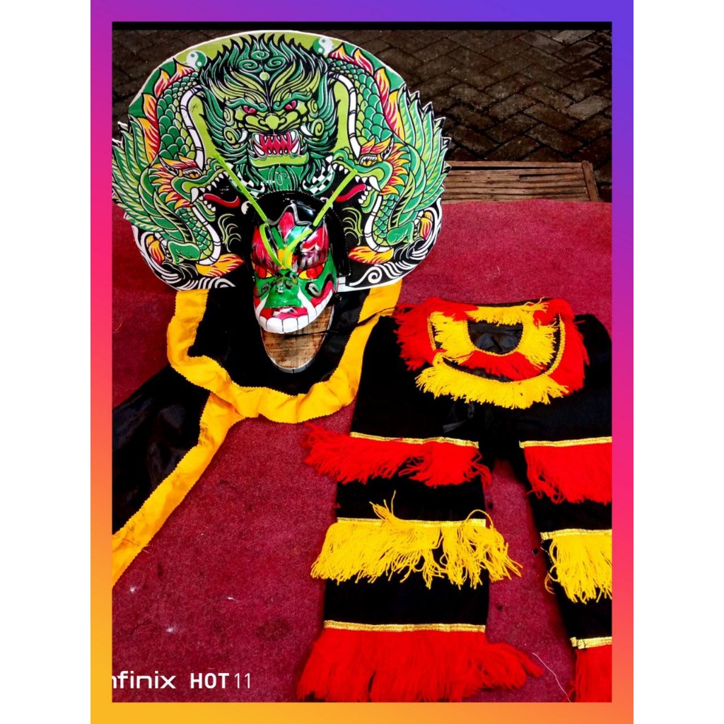 Barongan jamang jumbo sponnss Setelan Kaos Reog dan Celana Barong Kaos Reog Anak Ponorogo Kuda Lumpi