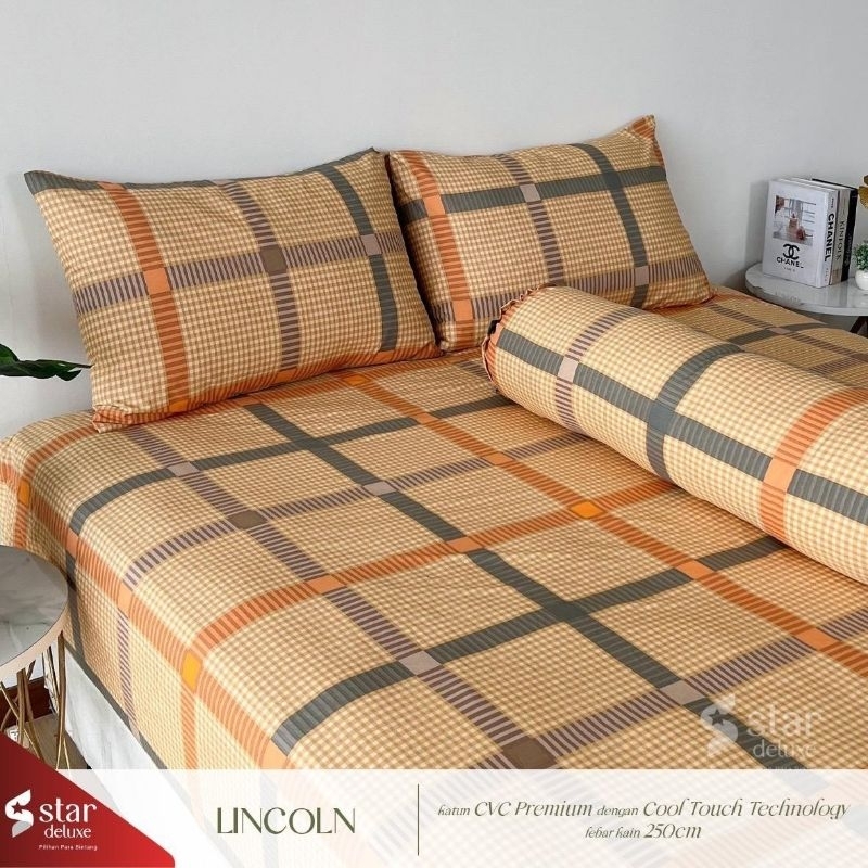 Kain Katun CVC Premium Meteran ll Lebar 250cm Adem & Lembut ll Bahan Sprei Star ll Motif Lincoln