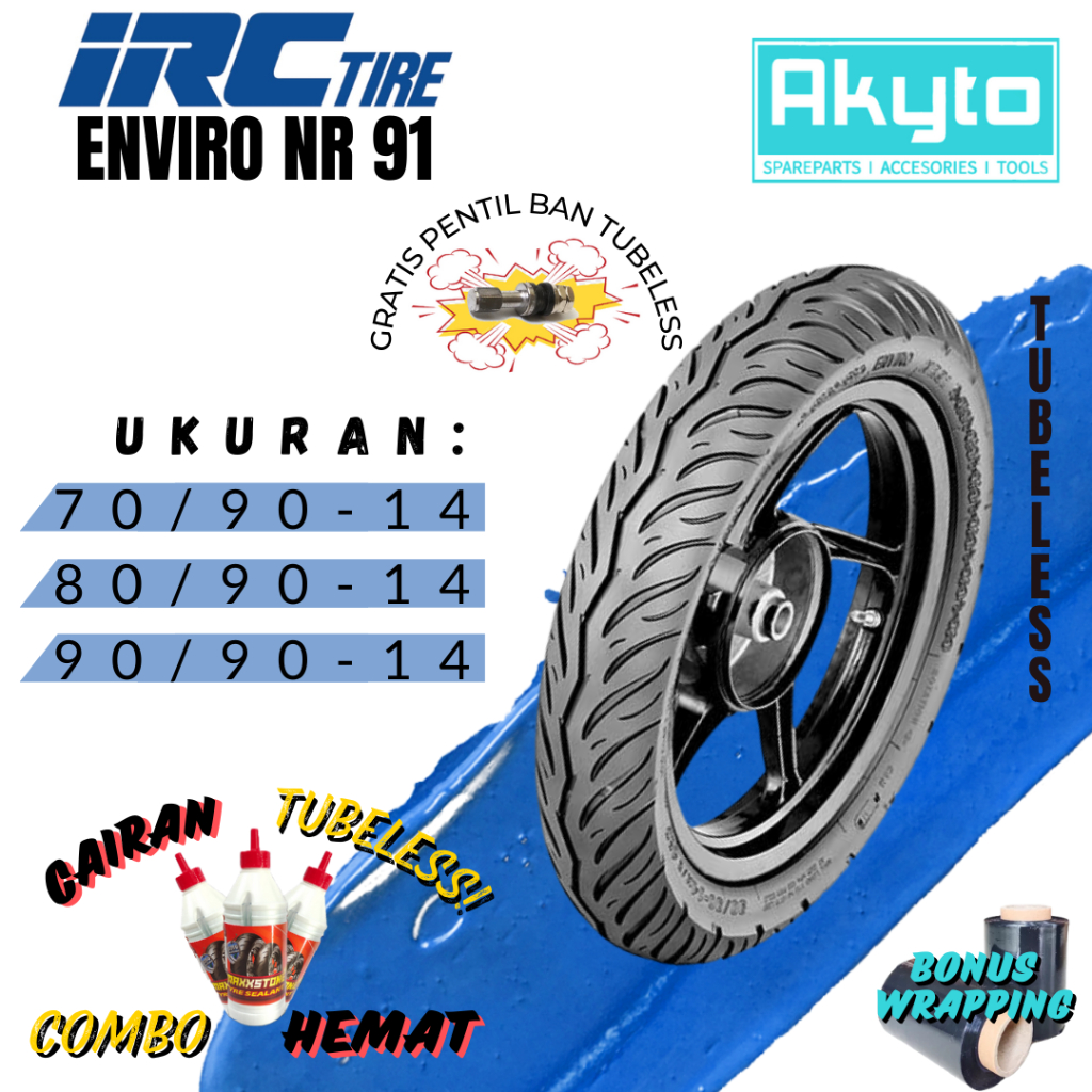 BAN IRC ENVIRO NR91 RING 14 / BAN TUBELESS / BAN MOTOR R14 / BAN MOTOR MATIC METIK SCOOPY MIO J XRID