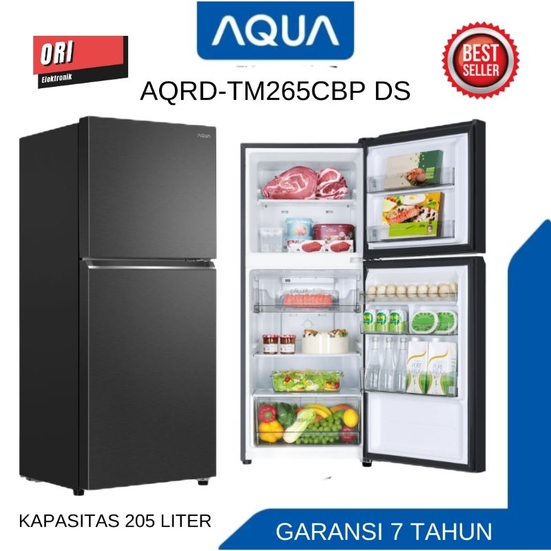 AQUA Kulkas 2 Pintu AQRD-TM265CBP DS - Lemari Es Kapasitas Besar