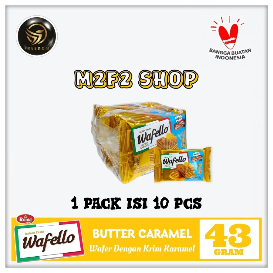 

Roma Wafer Wafello Butter Caramel | Krim Karamel - 43 gr (Kemasan Pack)