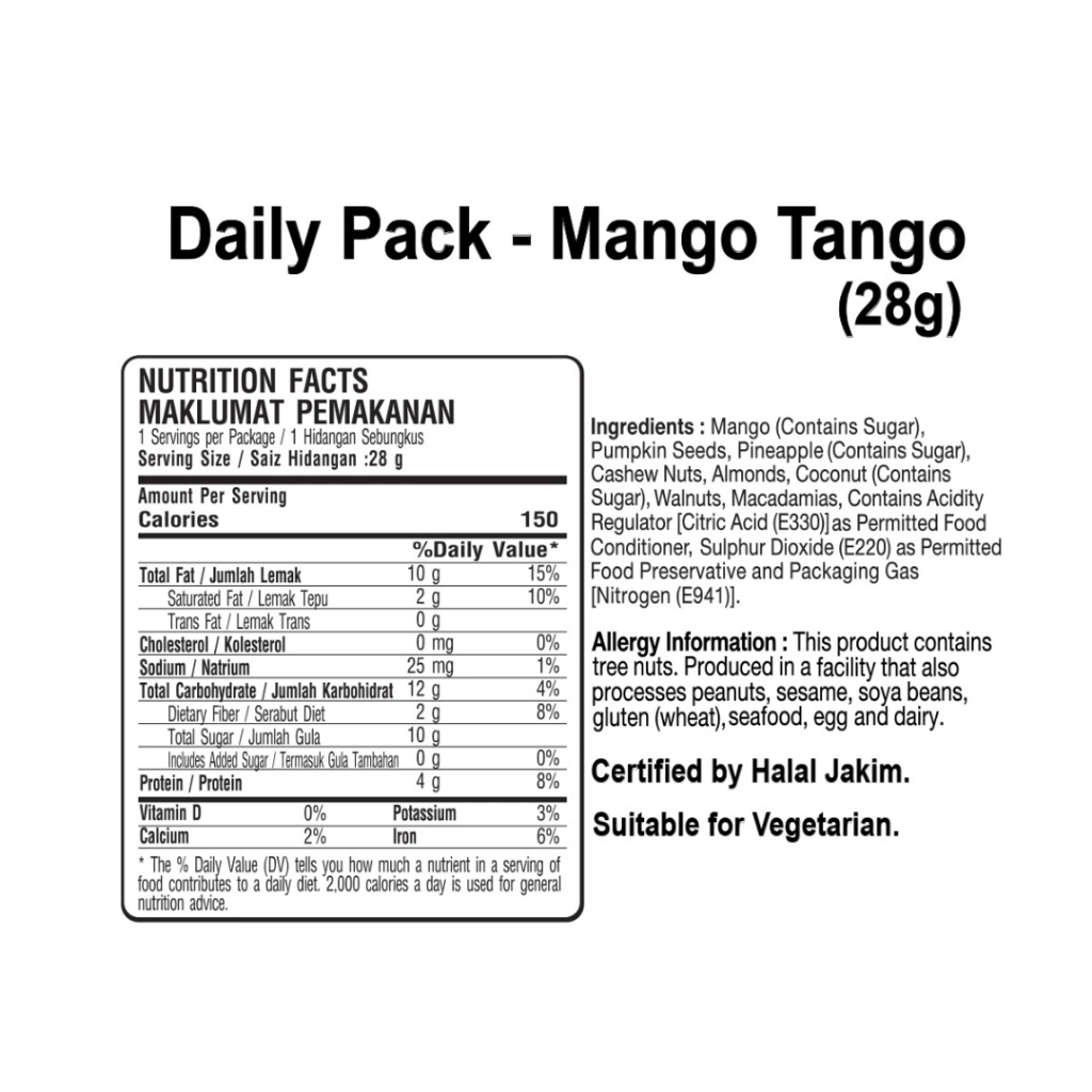 

QH Mango Tango - Baked Nuts & Dried Fruits Daily Pack 196g