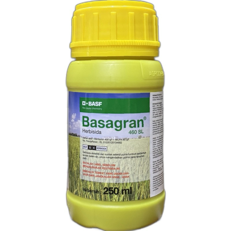 HERBISIDA BASAGRAN 460 SL 250 ML/RACUN SISTEMATIK KONTAK SELEKTIF GULMA RUMPUT, TEKI, LEBAR PADI 250