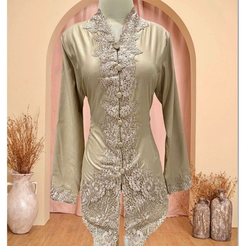 Atasan kebaya Encim Bordil polos tangan panjang // kebaya Tunik bordil kebaya encim modern