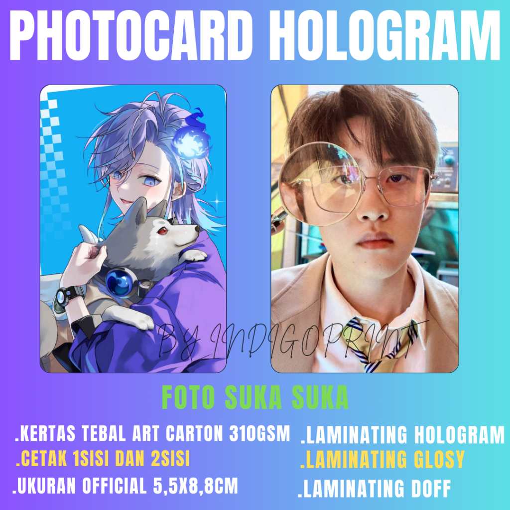 CETAK PHOTOCARD  HOLOGRAM  CUSTOM 1SIS DAN 2SISI