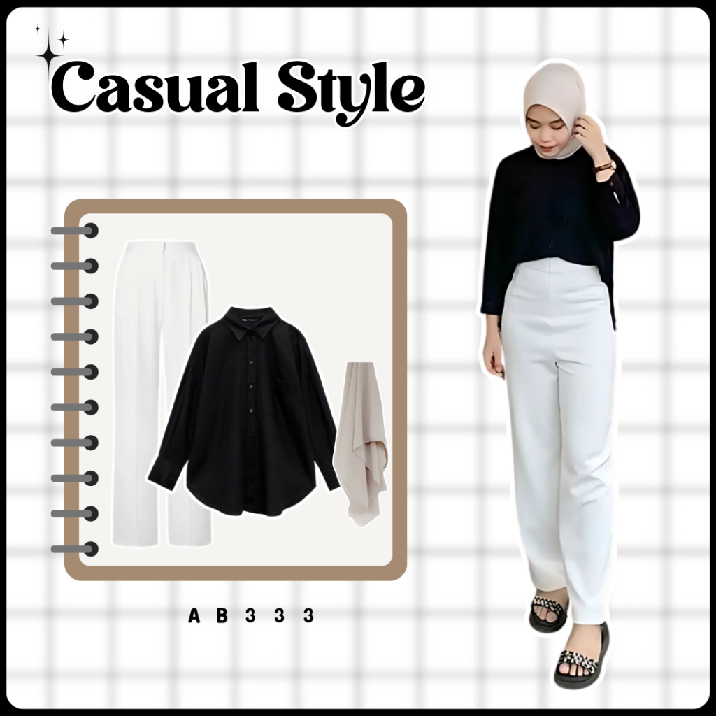 Godiva Outfit 3 In 1 Set AB333 -  Outfit Wanita Kekinian One Set Korean Hijab Style Ootd Ngampus Sim