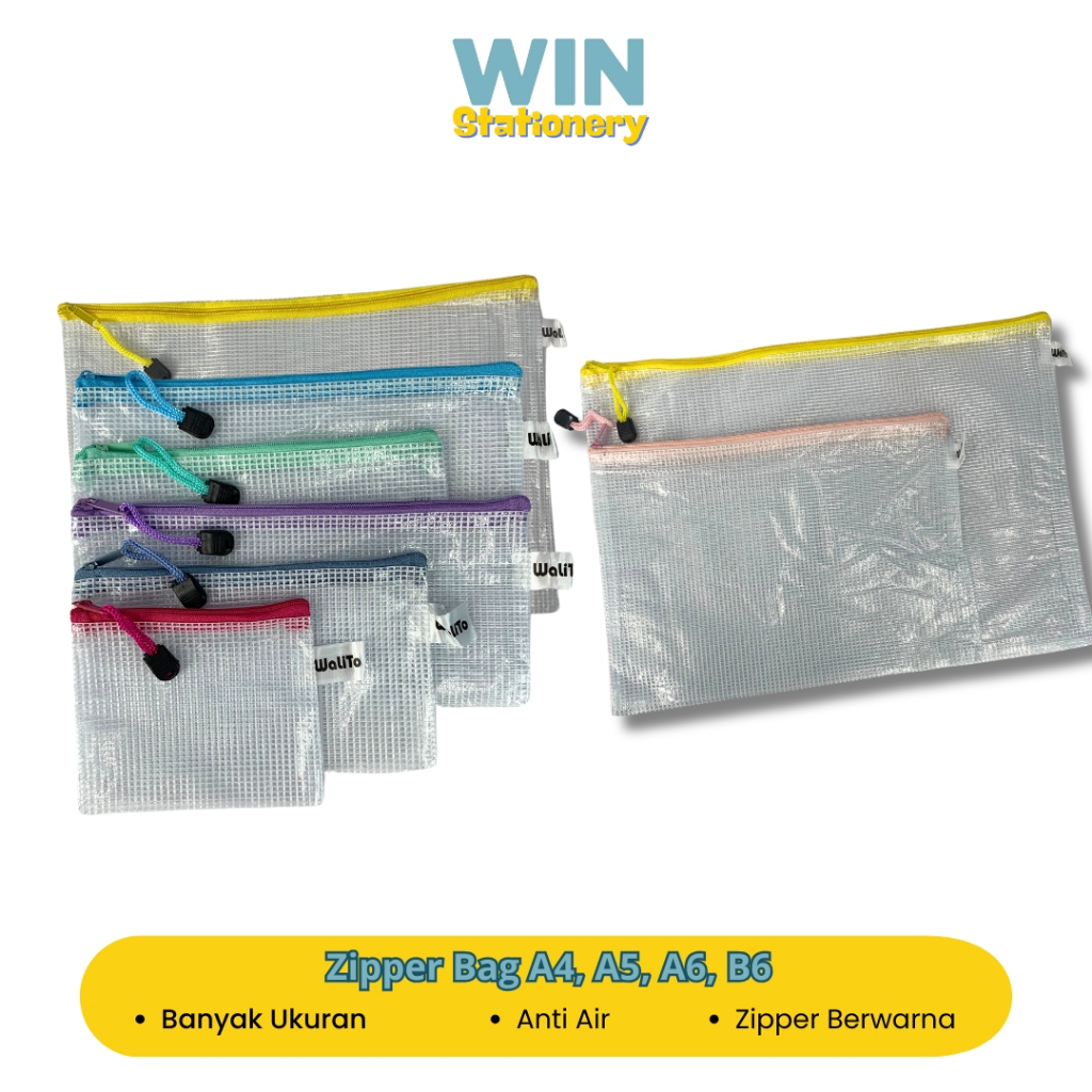

Zipper Bag Pocket Serbaguna A4, A5, A6, B6 Anak Sekolah, Kantor