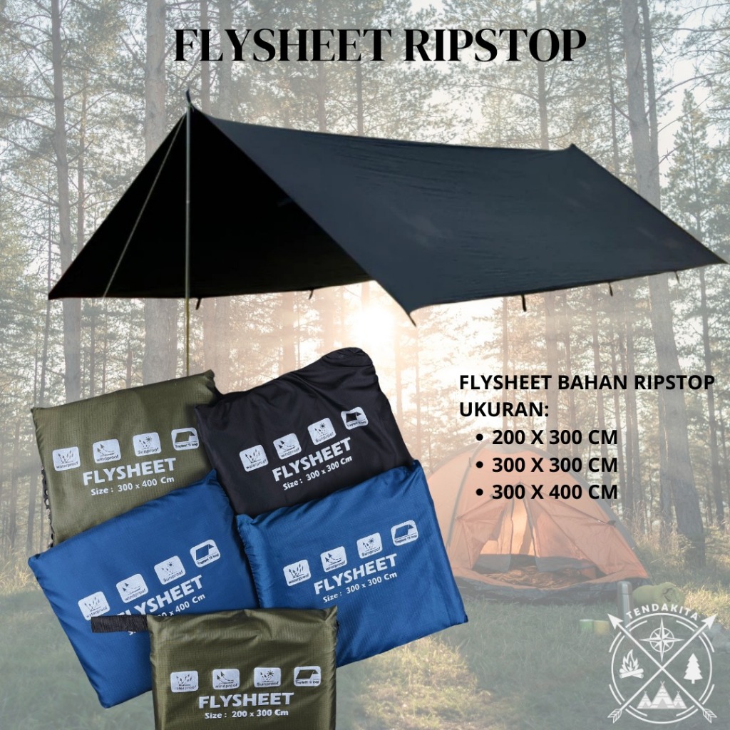 Flysheet tenda Outdoor Bahan Tebal 100% Anti Air Tarptent Atap Tenda Alas Tenda TIANG FLYSHEET TENDA