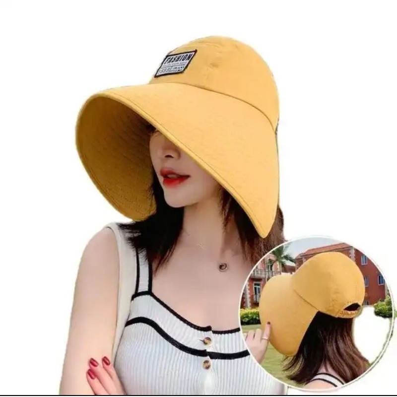 Topi wanita outdoor Pingiran Lebar Topi Fashion Floopy Topi Pantai kuning