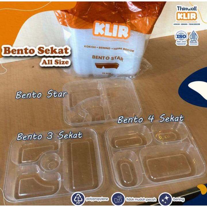 Thinwall Bento Sekat 4 / Kotak Makan Plastik Bento Sekat 4 / Food Container Bento Sekat 4