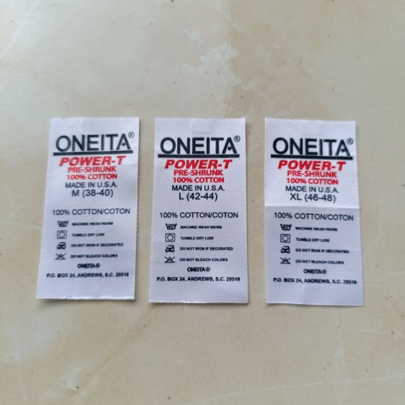 

ONEITA power-t vintage label - made in usa