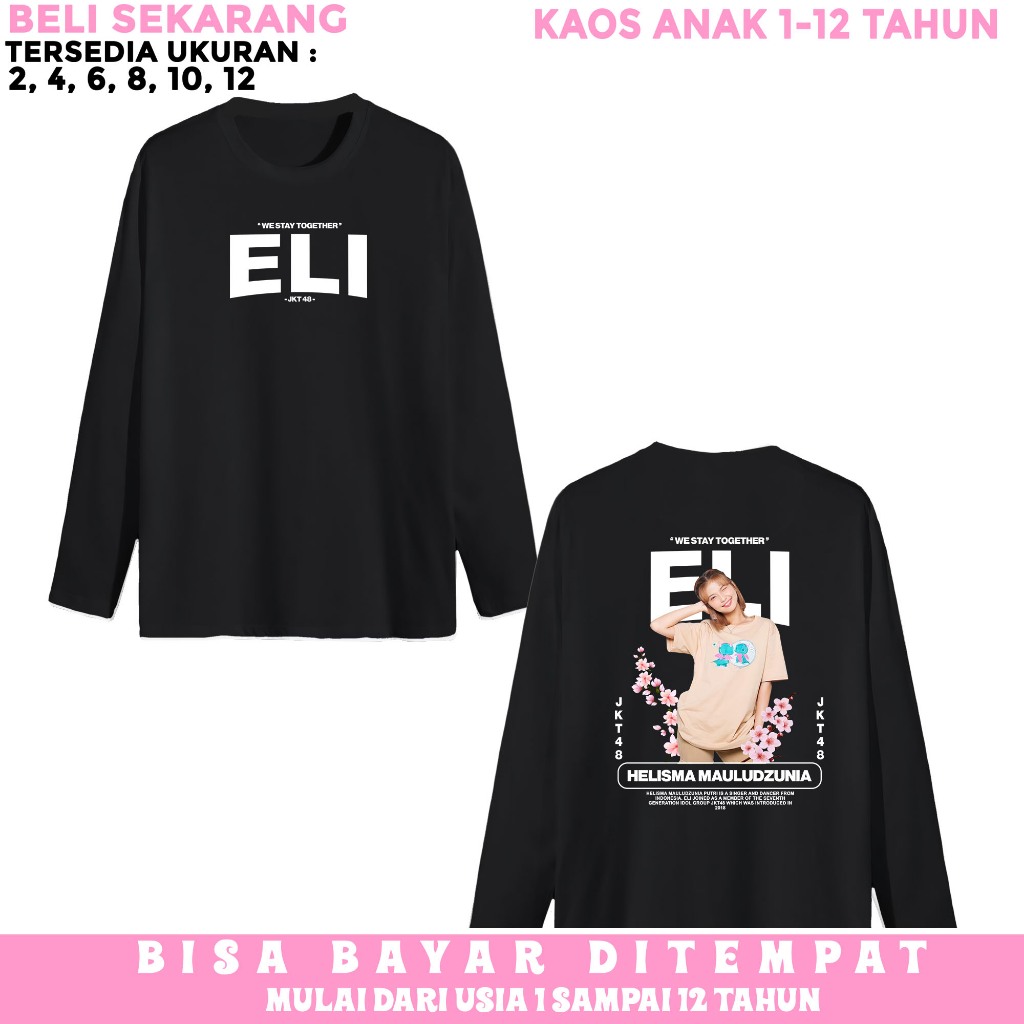 KAOS ANAK LENGAN PANJANG - KAOS ELI JKT48 V2 TERBARU - KAOS DISTRO ANAK CEWEK