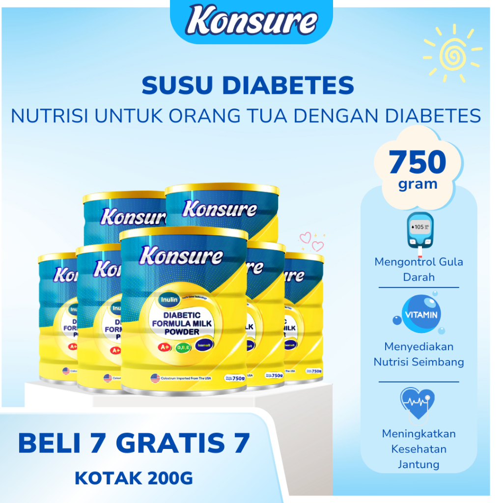 

[ BELI 7 GRATIS 7 ] KONSURE - SUSU IMPOR DARI AS YANG MENGATASI PENYAKIT DIABETES ASLI - 1 KALENG 750G