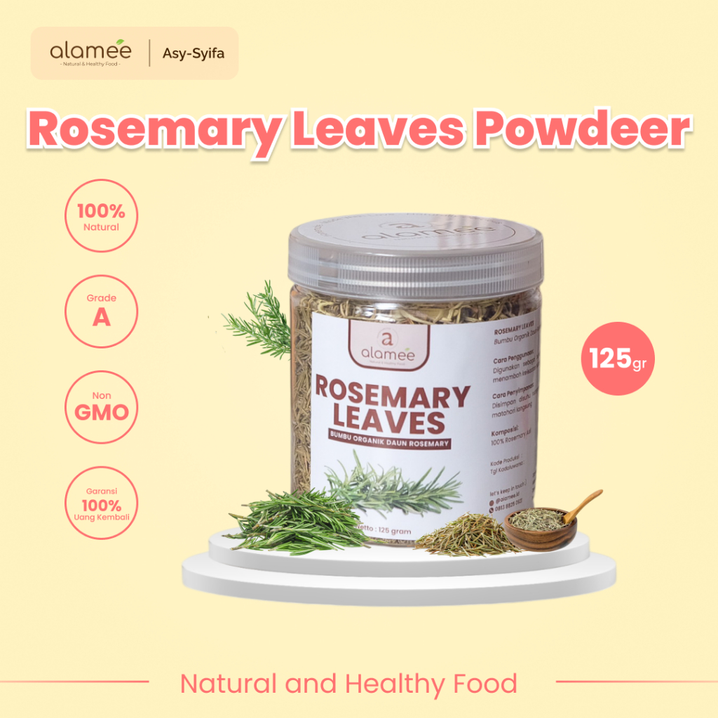 

ALAMEE Daun Rosemary Kering Dried Leaves Garnish Murni Asli Tanpa Campuran Bumbu Masakan Dapur 125g