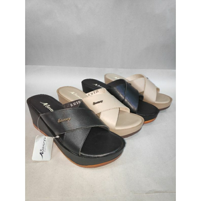 Sandal Wanita Wedges Tinggi ±6cm -- by SAVORY -- GE 142 -- Wedges Wanita