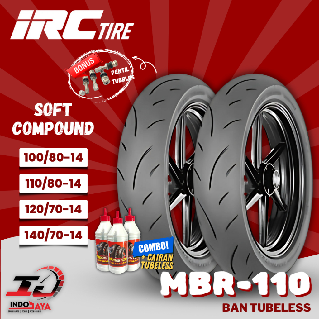 [READY COD] BAN LUAR TUBELESS IRC MBR 110 (100/80-14 - 110/80-14 - 120/70-14 - 140/70-14) SOFT COMPO