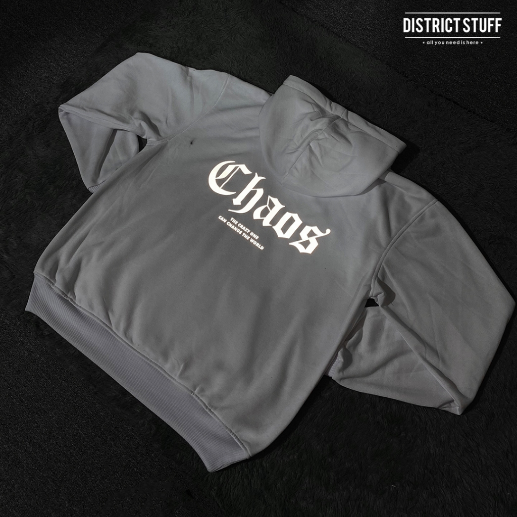 Hoodie Jumper Reflektif Nyala Chaos Jaket Pria Wanita Cotton Fleece Premium