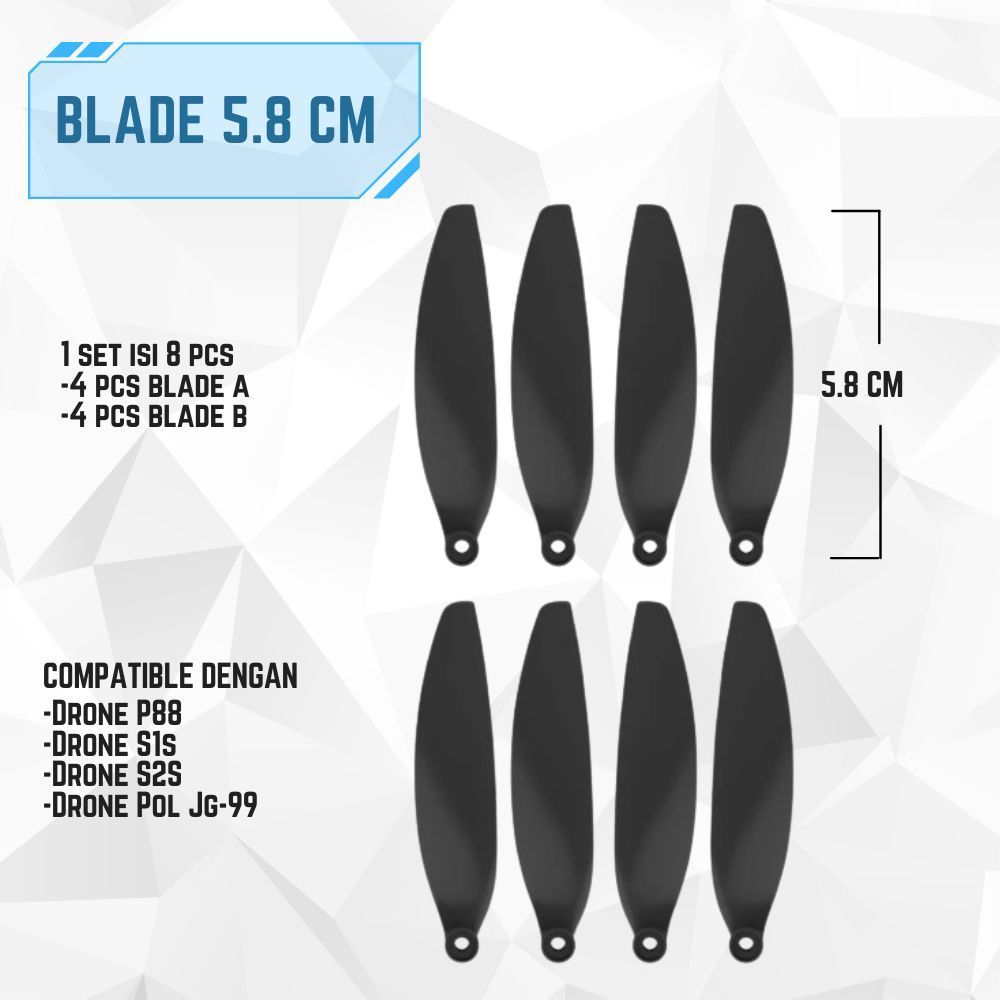 Cleair O2 - Propeller 5,8 cm Baling Baling-baling Drone GPS pro Aksesoris Blades Screw Drone S1S