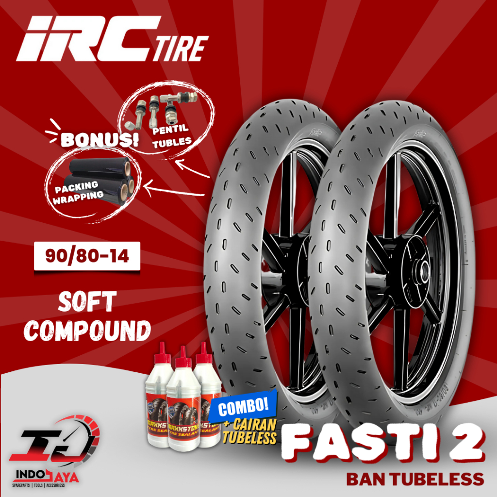 [READY COD] BAN LUAR IRC TUBELESS SOFT COMPOUND FASTI 2 (90/80-14) BAN BALAP MATIC FFA / BAN RACING 