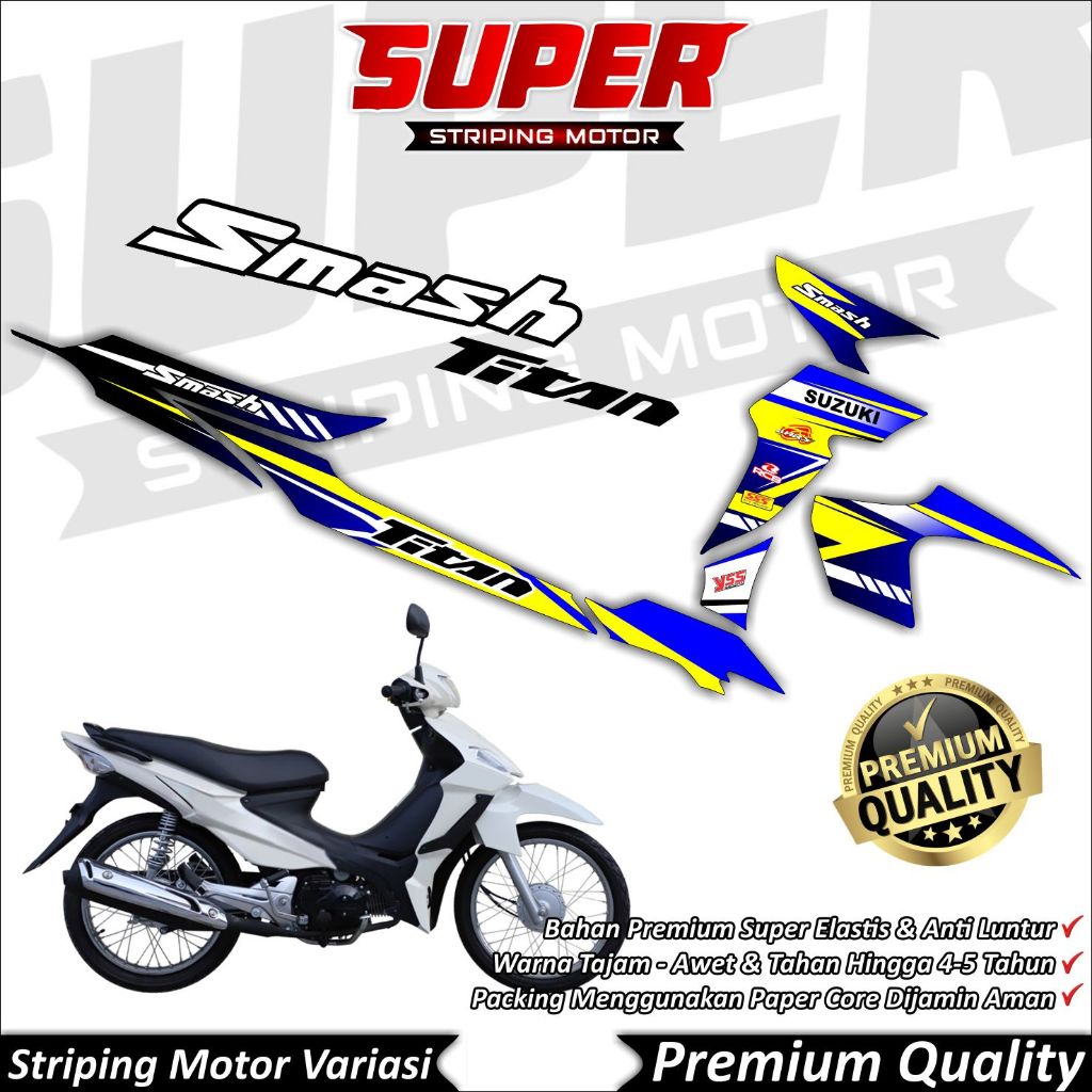 Stiker Smash Titan Anti Luntur keren Striping Smash Titan Striping Suzuki Smash Titan Road Race