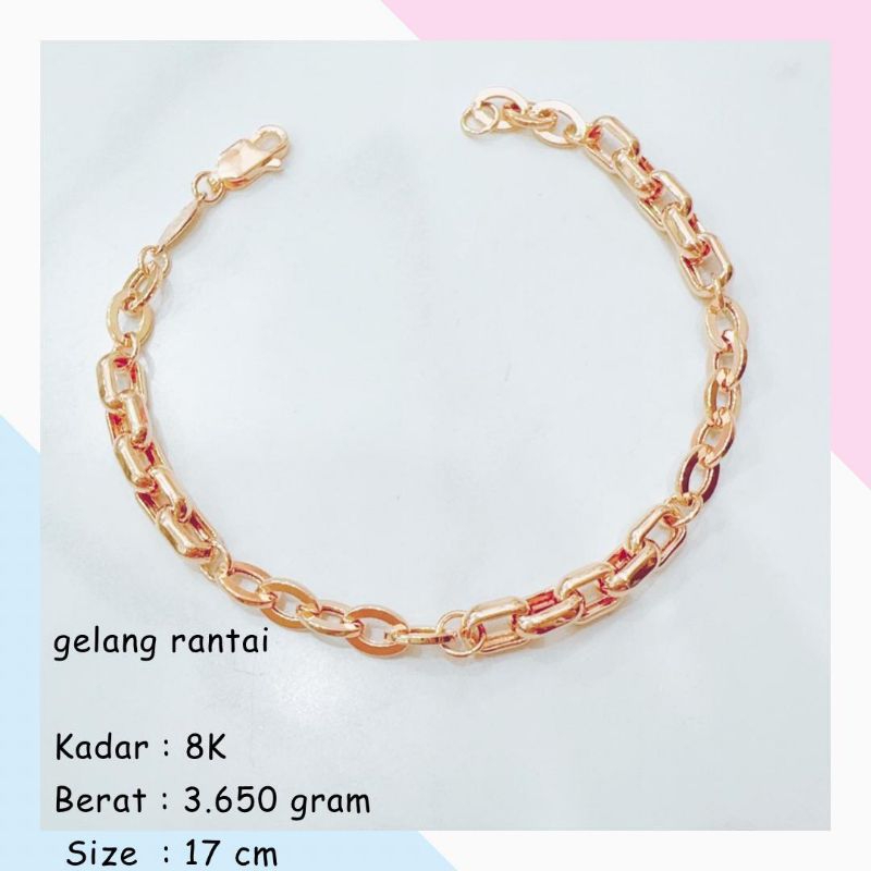 GELANG EMAS RANTAI PAPERLINA VARIASI FANCY 8K BERAT 3.650GR GELANG RANTAI PAPERLINA
