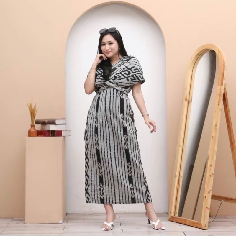 Baju Tenun Dress Wanita - Gamis Tenun Troso Jepara