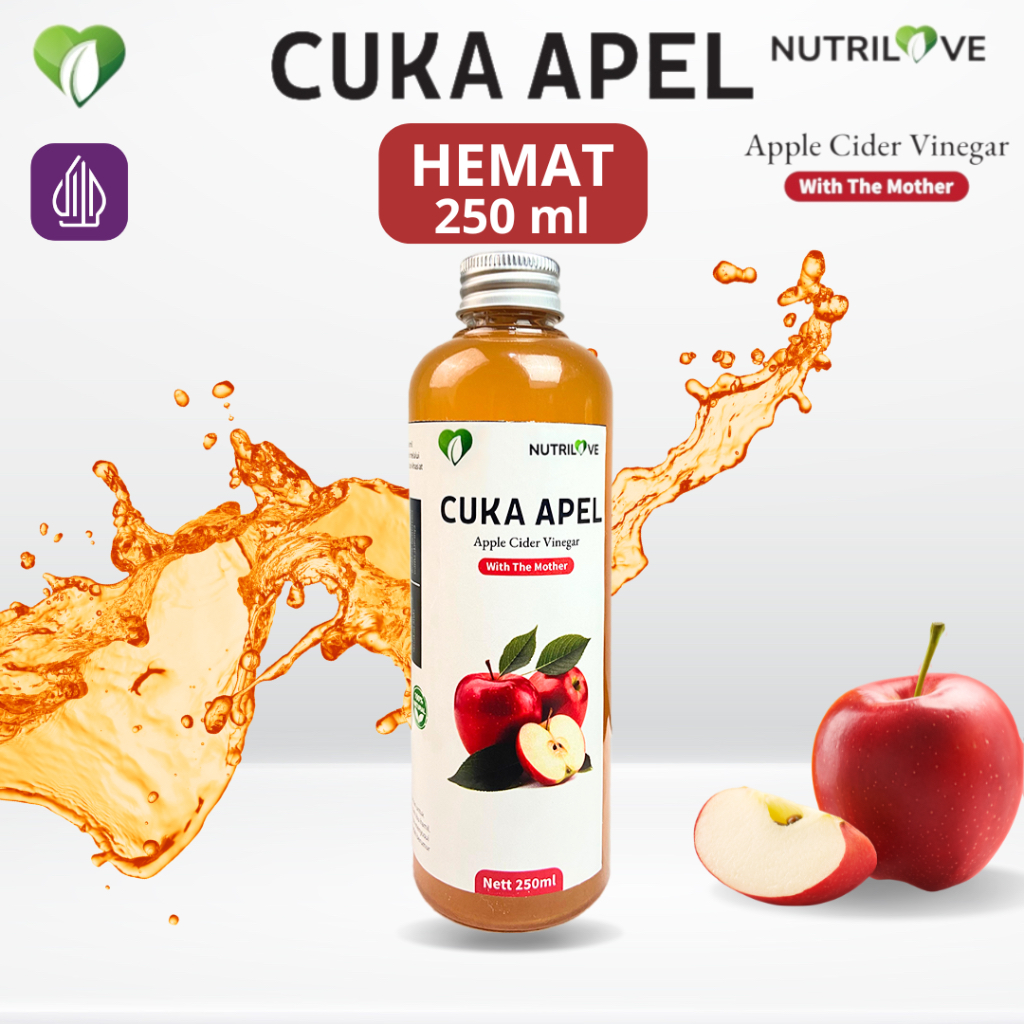 

Nutrilove Cuka Apel Organik 250ml - Apple Cider Vinegar Organik - Diet Detox - Asam urat - Aslam