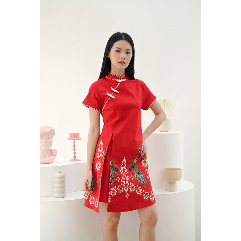 Dress batik cheongsam qb700 red