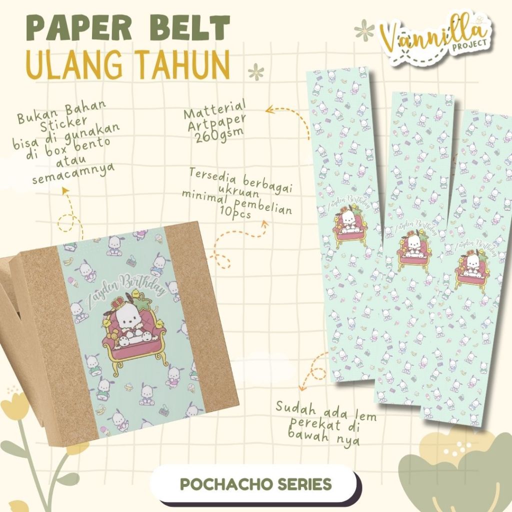 

Paperbelt POCHACHO Paper Belt Bento Custom Paper Belt Idul Fitri Paper Belt Ulang Tahun