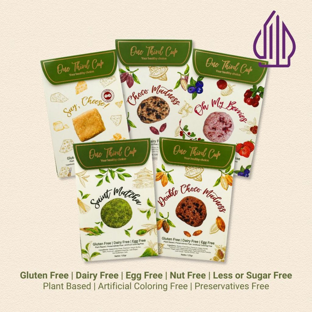 

One Third Cup - Butter Cookies Gluten Free Tanpa Susu, Tanpa Telur, Rendah Gula/Bebas Gula, Plant Base