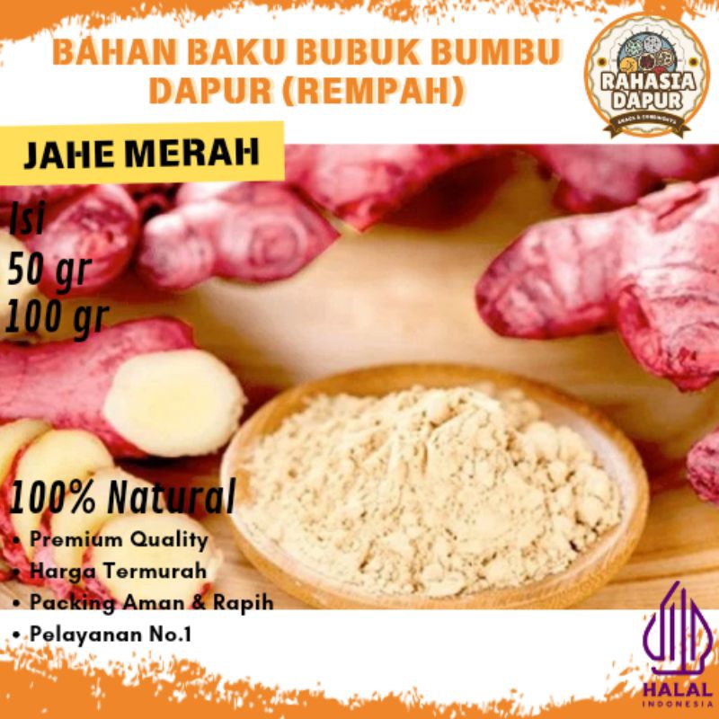 

Bumbu Dapur Bubuk (JAHE MERAH BUBUK) Rempah Lengkap Murah Grosir Alami Natural 100% Penyedap Rasa Masakan Halal Premium Quality