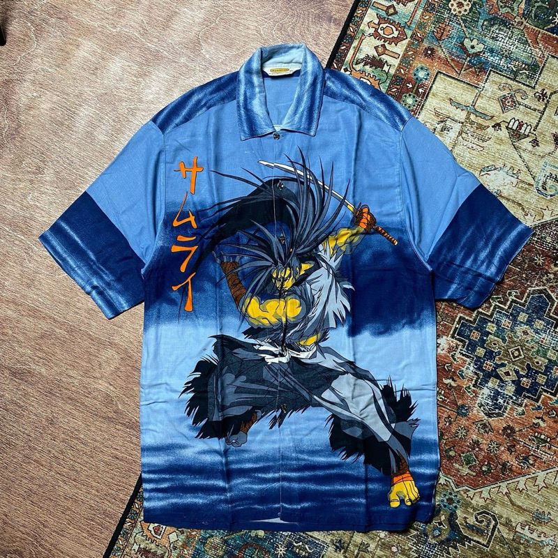 Haohmaru Y2K Shirt vintage 90s aop tshirt anime one piece akira all over print kemeja sanghai open c