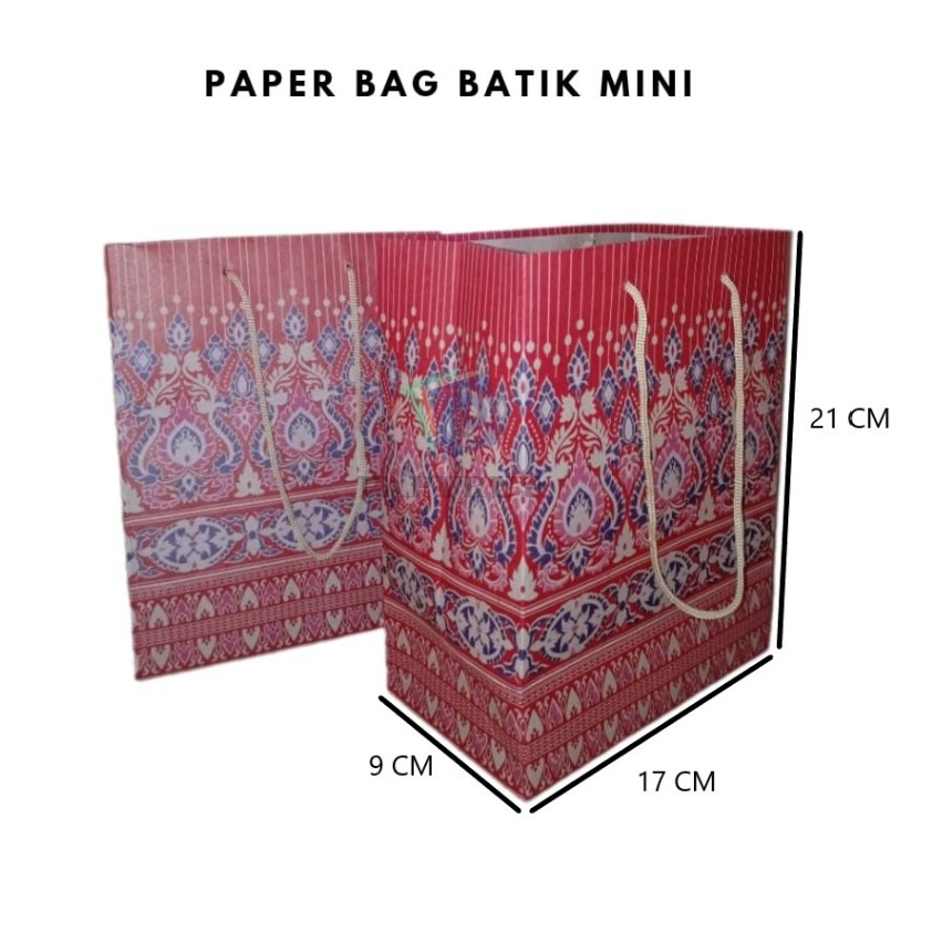 

PAPER BAG MOTIF / HAMPERS BAG / GOODIE BAG / SOUVENIR BAG / TAS KADO MOTIF / GIFT BAG / PAPER BAG BATIK MINI 17 CM X 9 CM X 21 CM