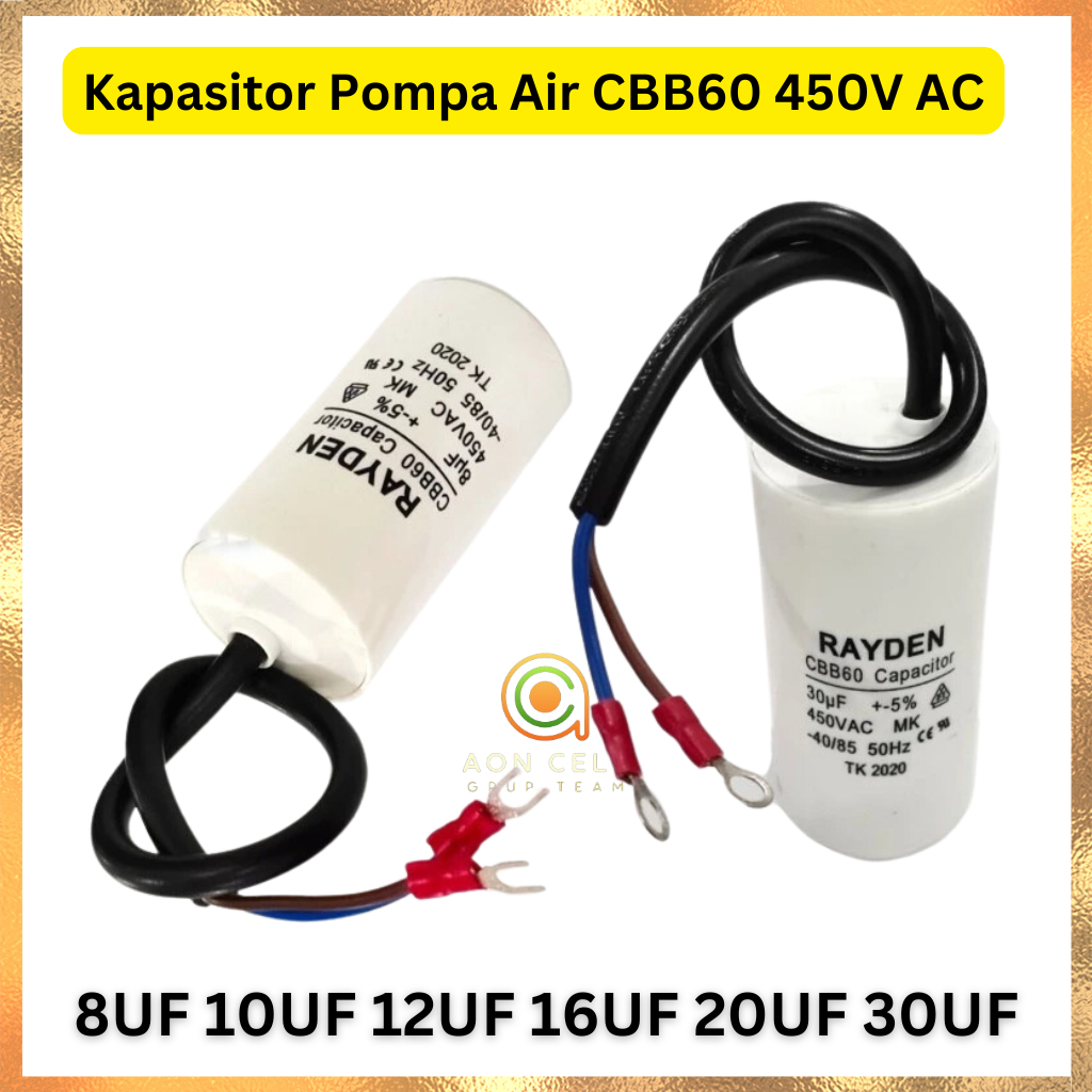 Kapasitor Pompa Air CBB60 450V AC Body Bulat