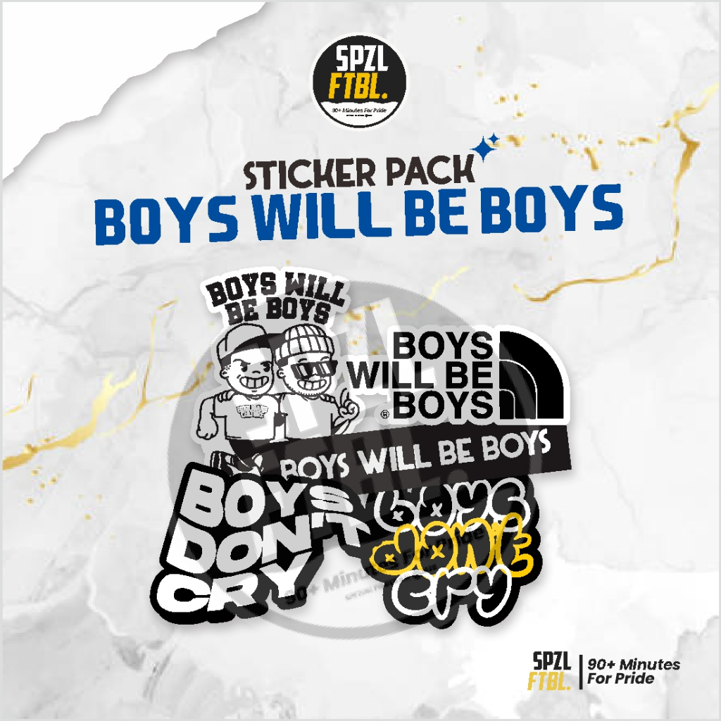 

STICKER PACK SPEZIAL BOYS WILL BE BOYS - STIKER FOOTBAL CASUAL, STIKER LAPTOP, AKSESORIS HP, HELM