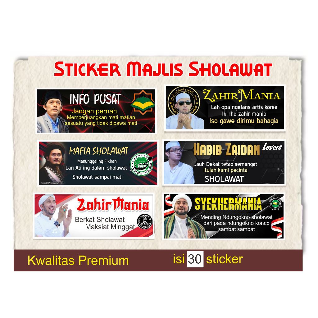 

promo stiker pecinta habaib /stiker cromo pecinta majlis(isi 30 pcs ) NEW Stiker Majelis Zahirmania, Syekhermania, Gandrung Nabi, Mafia Sholawat, Habib Zaidan Lover Lengkap