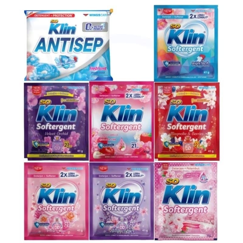 SOKLIN SOFTERGENT DETERGEN POWDER DETERJEN BUBUK 41 GR PER RENCENG 6 SACHET - SO KLIN WINGS