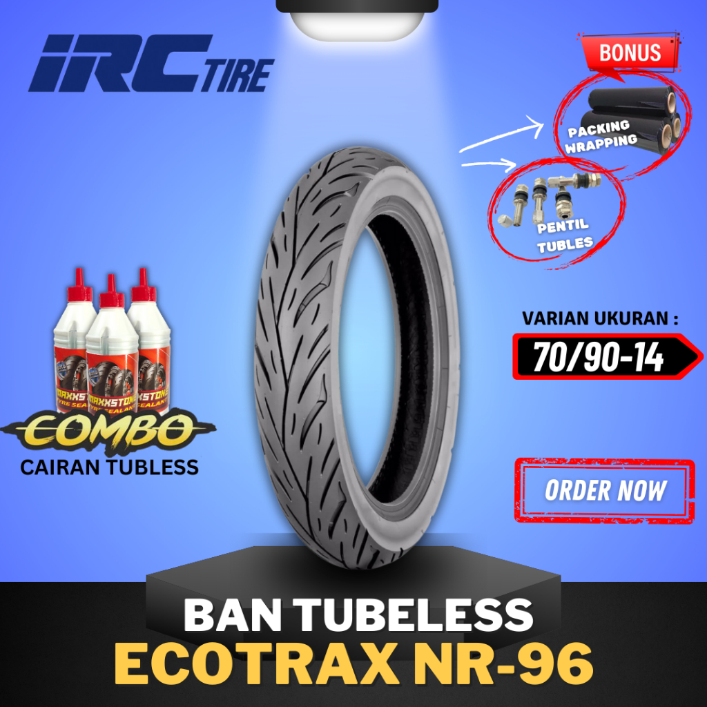 [READY COD] BAN IRC ECOTRAX NR96 TUBELESS RING 14 70/90-14  / BAN IRC TUBELESS RING 14 / BAN IRC ECO