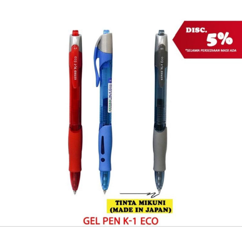 

sg Pulpen Gell Kenko K1 Retractable ( 1pak/12pcs )