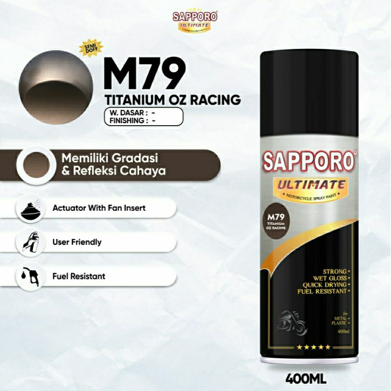 #MAU# Cat Semprot Sapporo Ultimate M79 Titanium Oz Racing 400ml Titanium Coklat Metallic Velg Oz Rac