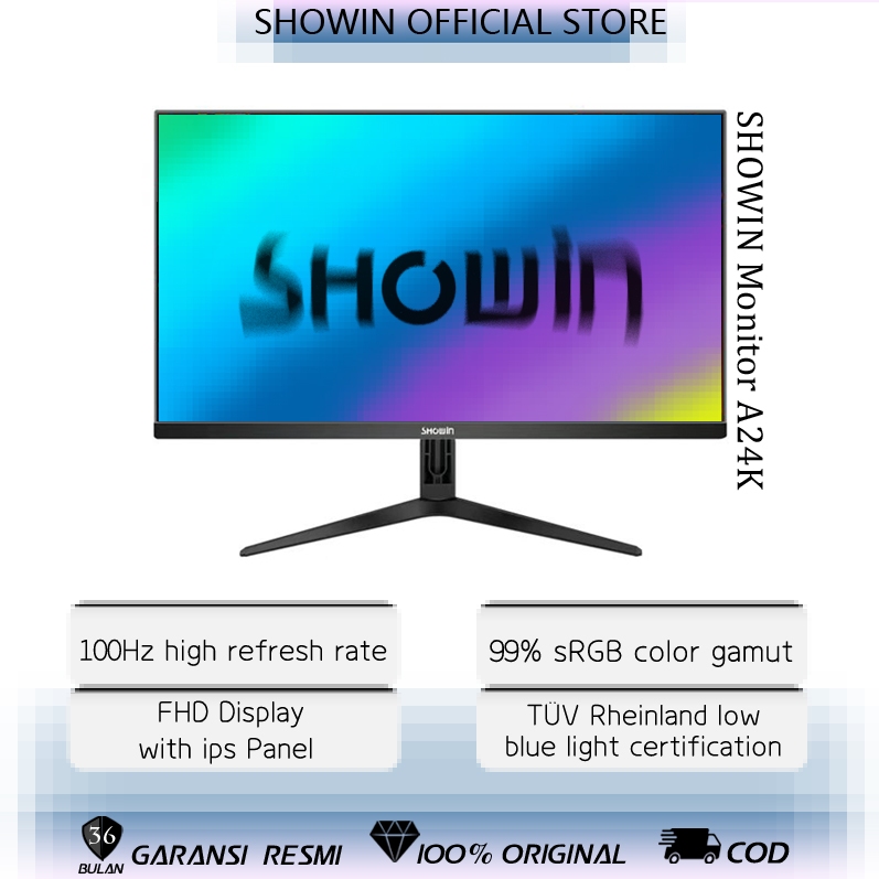 SHOWIN Monitor A24F/A24K 24 Inch Monitor Panel IPS HDMI / VGA 100Hz/75Hz Garansi 3 Tahun Game Monito