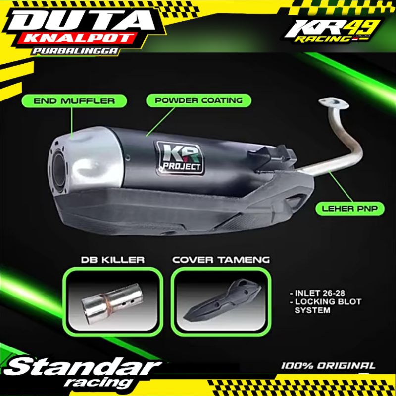 Knalpot KR Project Standar Racing Cover Air Blade Bass Ulem  untuk Motor Vario NMAX Aerox Beat Mio d