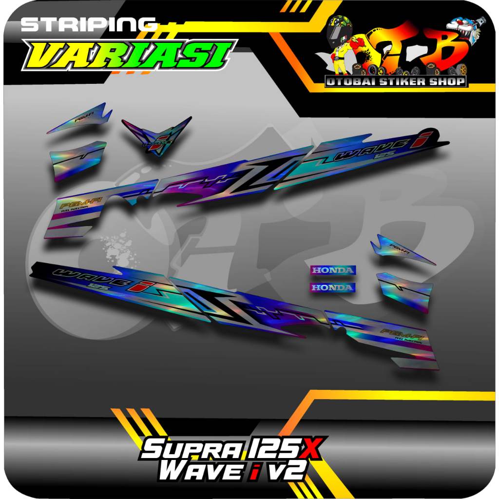 STRIPING VARIASI SUPRA X 125 TAHUN 2005-2013 MOTIF THAILAND WAVE V2 HOLOGRAM
