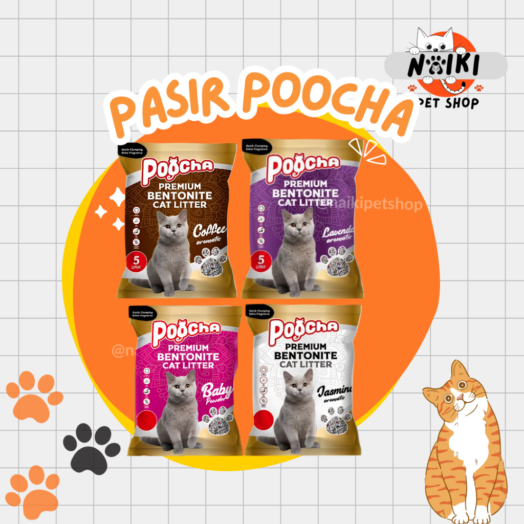 Pasir Kucing Poocha 5L | Pasir Kucing Gumpal Import Poocha | Pasir Kucing Wangi Poocha