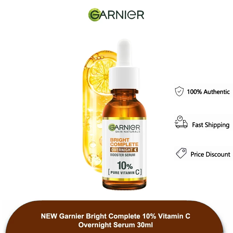 NEW Garnier Bright Complete 10% Pure Vitamin C Overnight Serum Dark Spots Hyperpigmentation Pekas Br