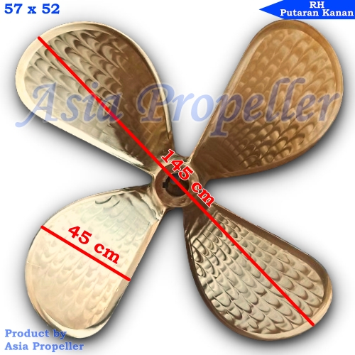 Propeller Baling baling kapal Kuningan ukuran 57 x 52 RH Putaran Kanan 4 Daun - Asia Propeller